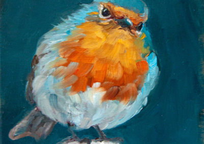 Rotkehlchen 1, Katrin Göldner, Malerei, 15 x 20 cm