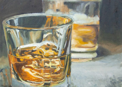Whiskey halbvoll-halbleer, Katrin Göldner, Malerei, 40 x 35 cm