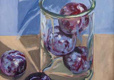 Pflaumen im Glas, Katrin Göldner Malerein, 40 x 30 cm